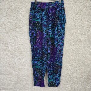 Vintage Wrapper Pants Womens Large Blue Purple Abstract 90s Boho‎ Retro Festival